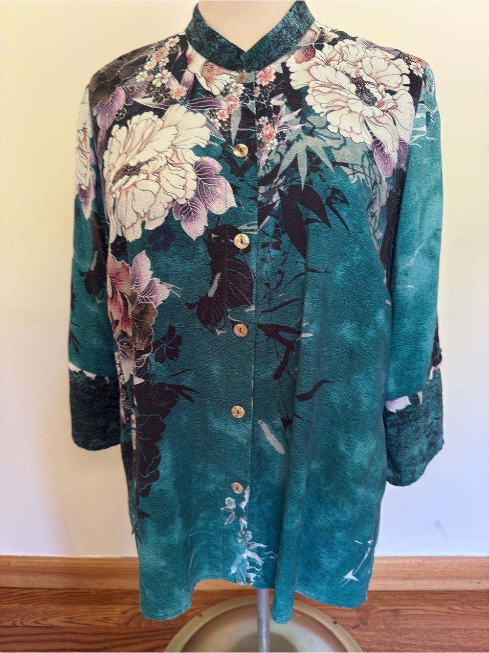 Citron Santa Monica 100% silk Floral Blouse #156